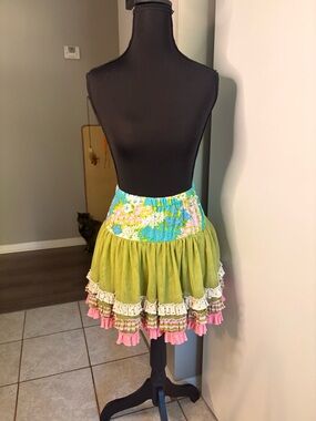 Matilda Jane Green Tiered Ruffle Mini Skirt with Floral Waistband